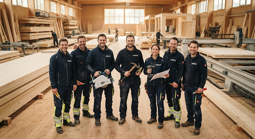Das Team von NORDHOLZ in der Fertigungshalle